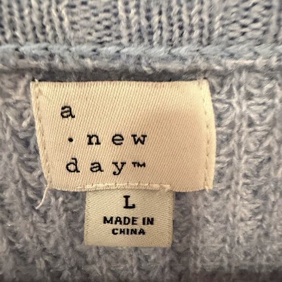 New Day Periwinkle Blue Textured Knit Sweater Women’s Large Soft Cozy Pullover - Picture 2 of 6